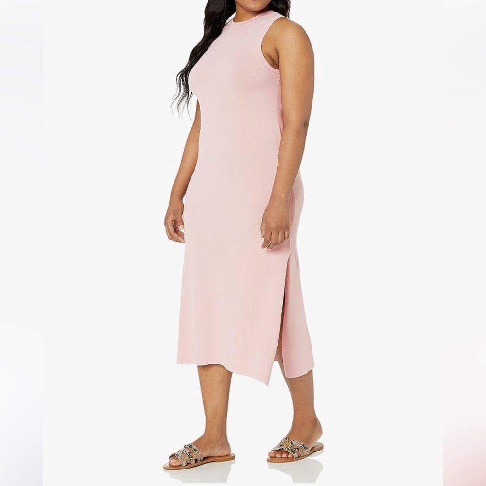 The Drop Women's Gabriela High Neck Cut-in A-line Side-Slit Maxi Knit Dress Sz L